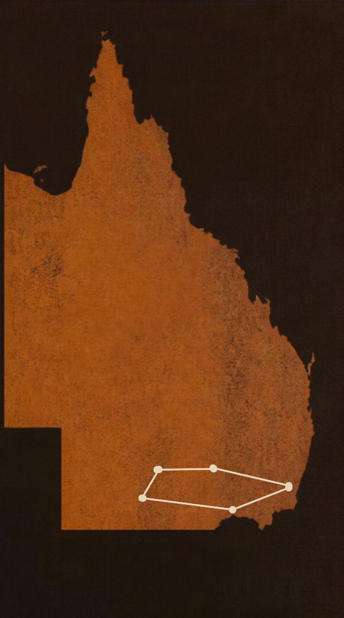 Route map of The South across Queensland