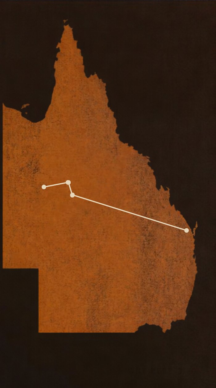 Route map of Central West across Queensland